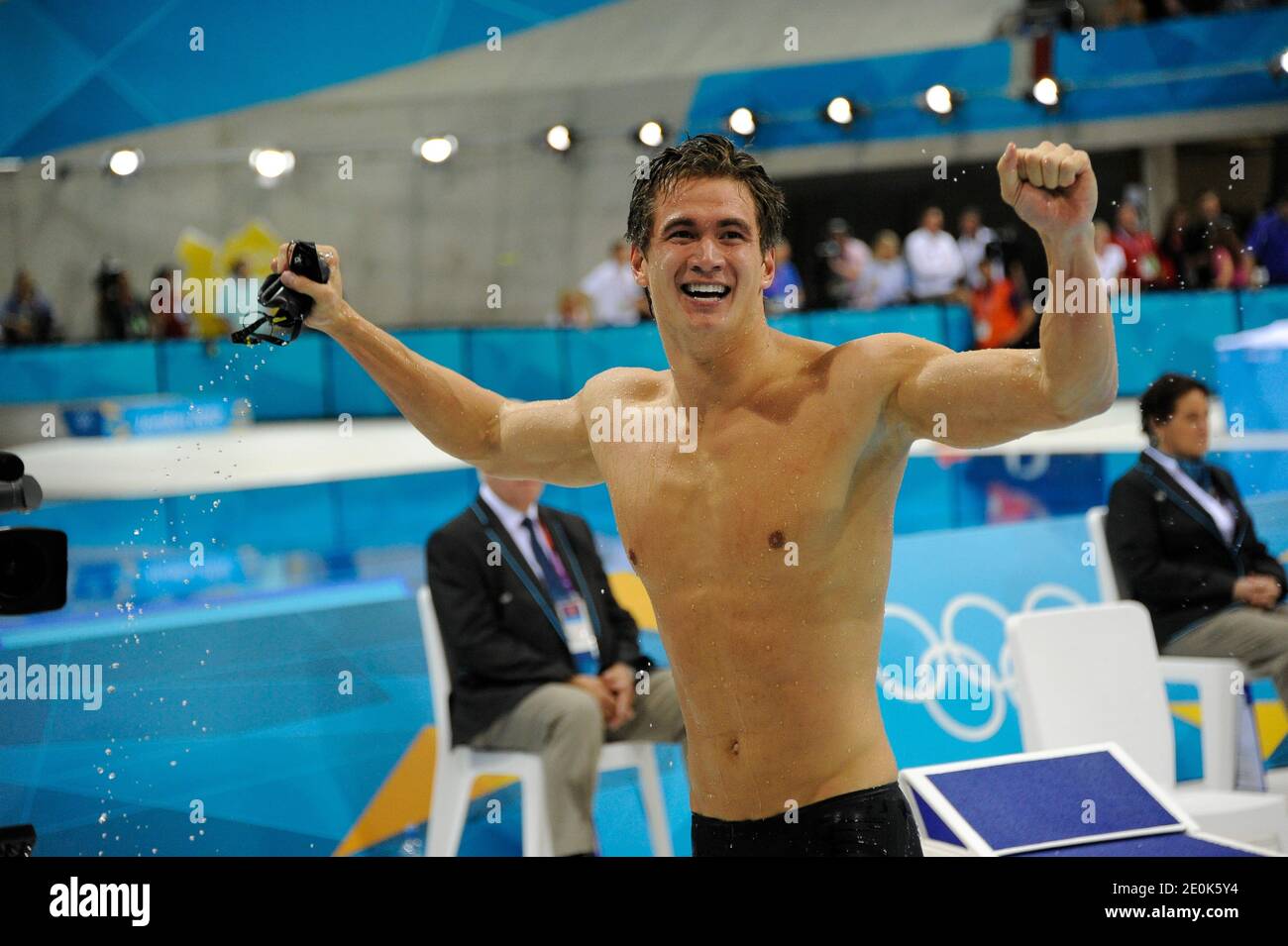 USA's Nathan Adrian wins the gold medal in the 100 Meters Freestyle Men