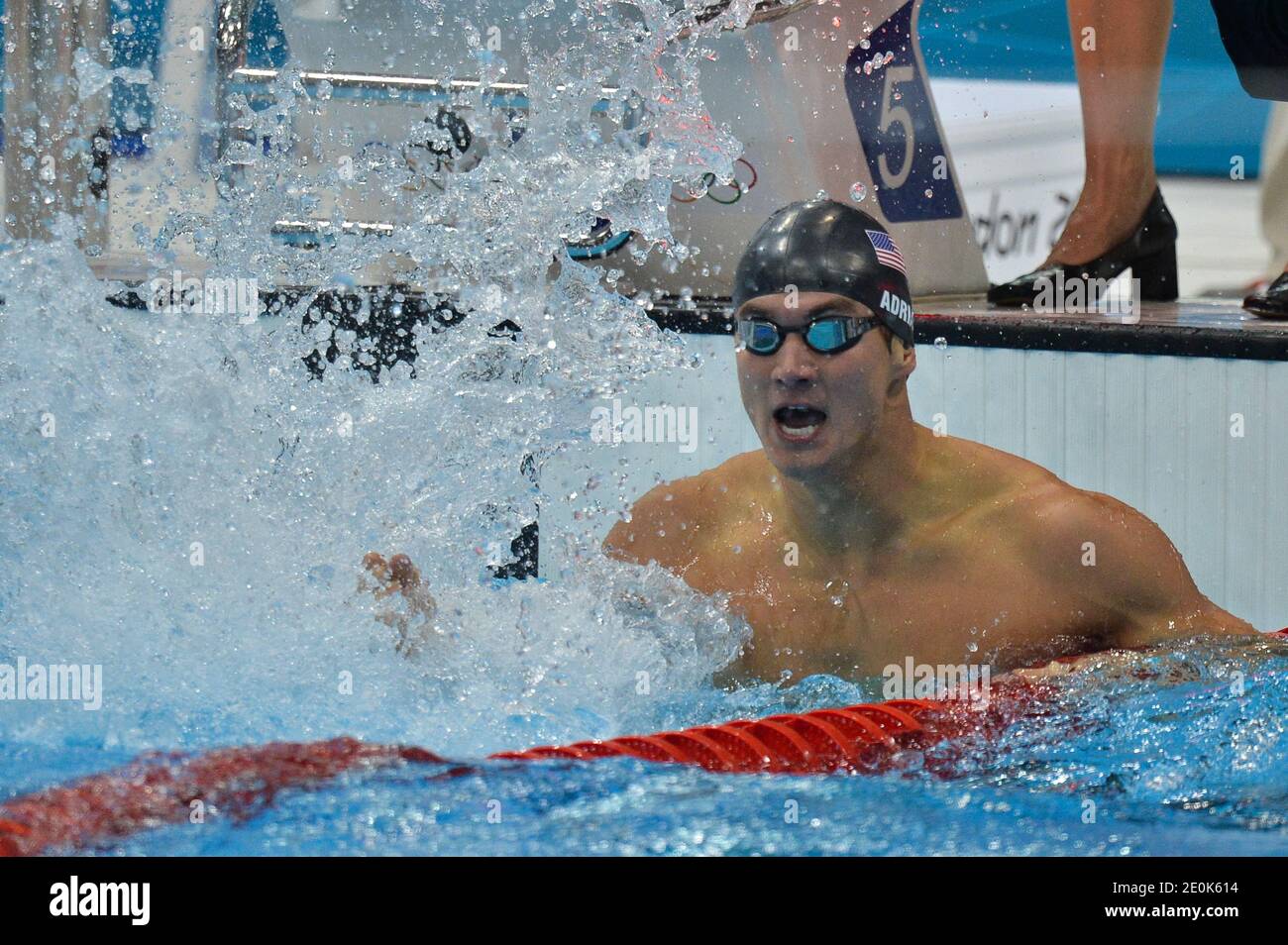 USA's Nathan Adrian wins the gold medal in the 100 Meters Freestyle Men