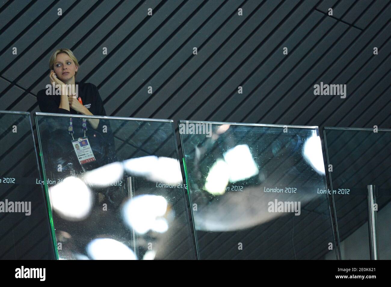 Princess Charlene of Monaco attends the Swimming Final session at the aquatic center during the 2012 London Olympics in London, UK on August 1, 2012. Photo by Gouhier-Guibbaud-JMP/ABACAPRESS.COM Stock Photo
