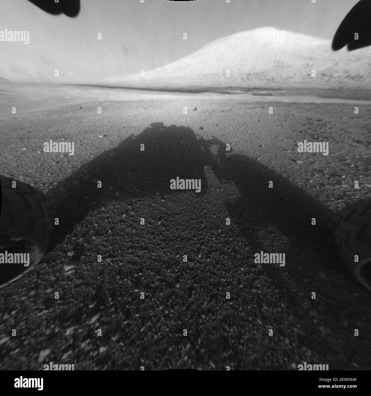 This image shows one of the first views from NASA's Curiosity rover