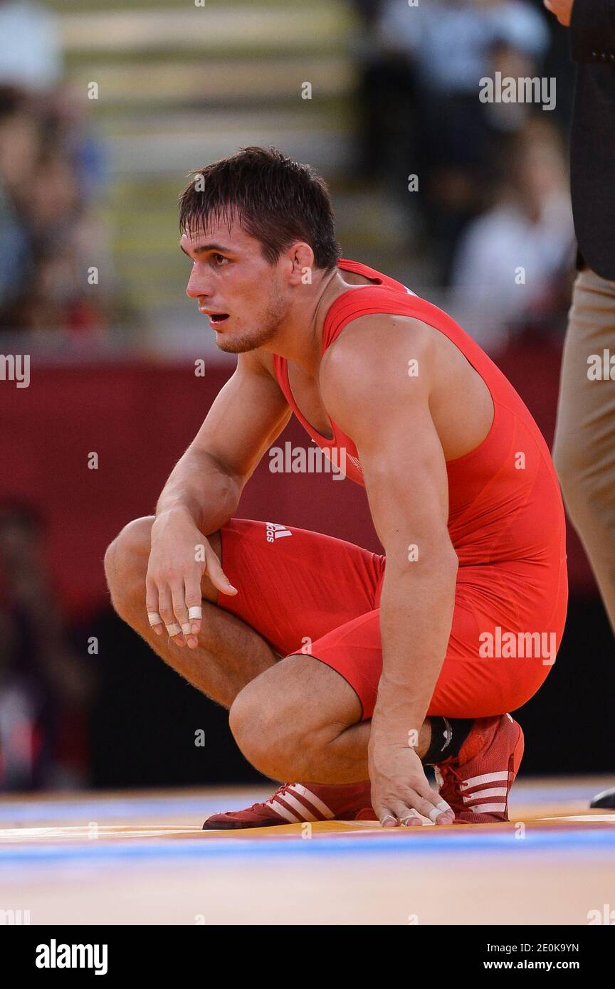 France's Steeve Guenot during the 66-kg Greco-Roman wrestling at the London Olympics in London, UK on August 7, 2012. Photo by Gouhier-Guibbaud-JMP/ABACAPRESS.COM Stock Photo