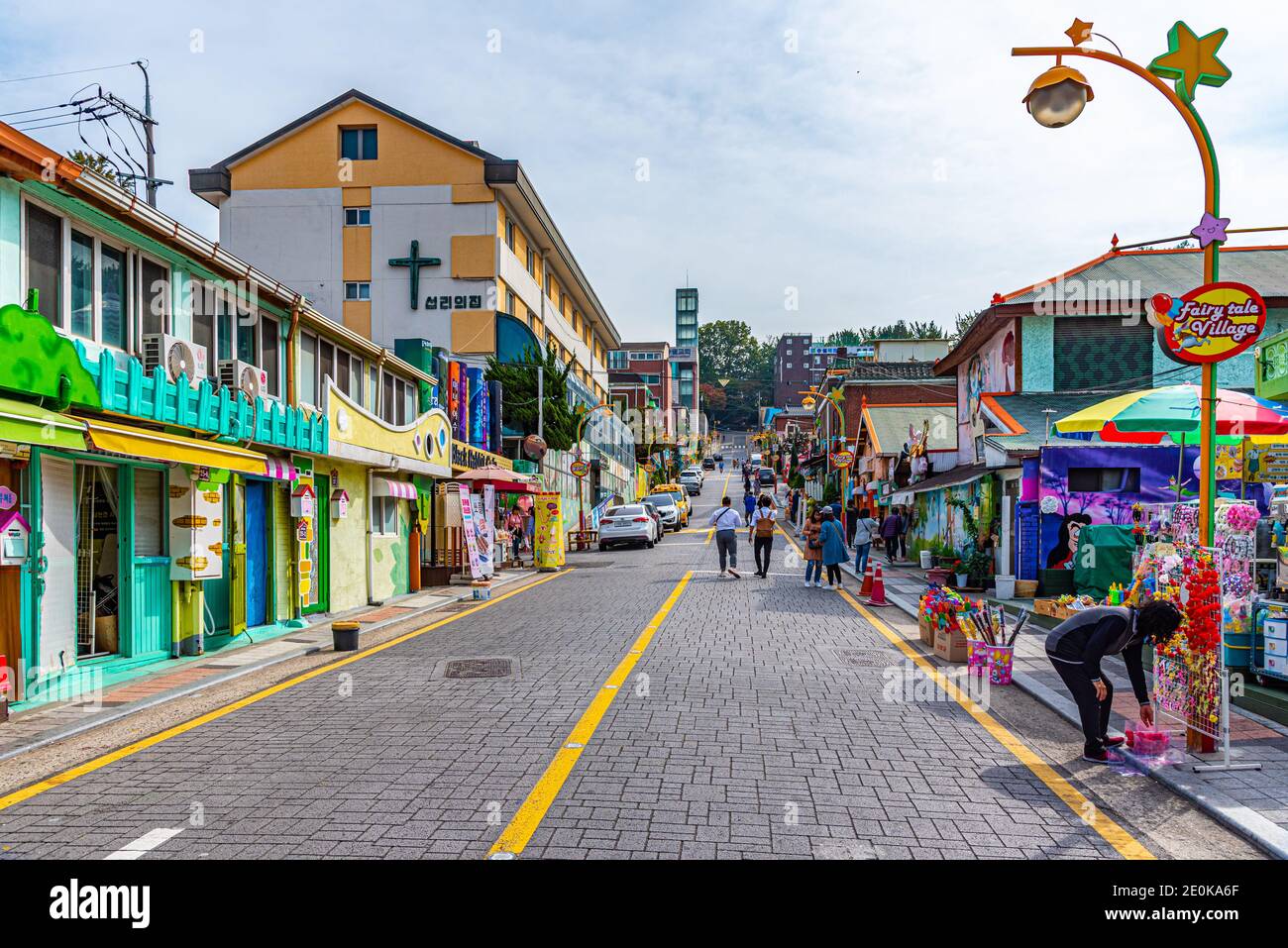 INCHEON, KOREA, OCTOBER 25, 2019: Colorful street at Songwoldong fairy tale village at Incheon at Republic of Korea Stock Photo