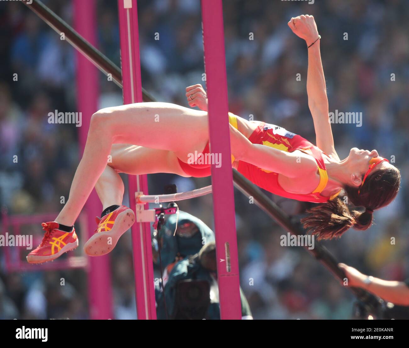 Spain's Ruth Betia during the Women's High Jump competition at the London 2012 Summer Olympics in London, UK on August 9, 2012. Photo by Giuliano Bevilacqua/ABACAPRESS.COM Stock Photo
