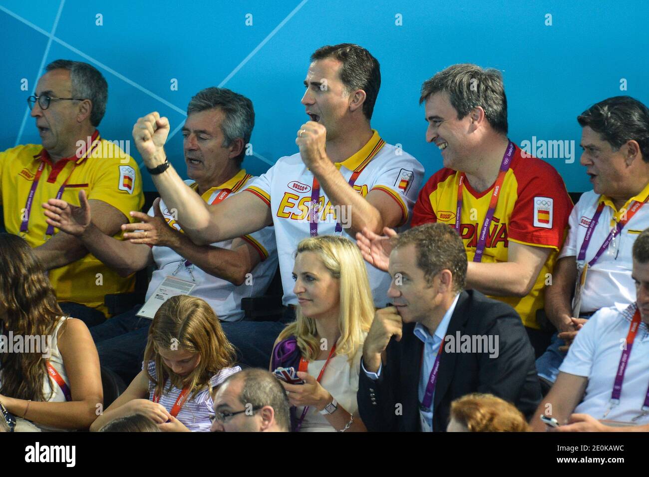 Prince Felipe of Spain attends Water Polo women final Spains vs USA on Day 13 of the London 2012 Olympic Games at the Water Polo Arena on August 9. Photo by Gouhier-Guibbaud-JMP/ABACAPRESS.COM Stock Photo