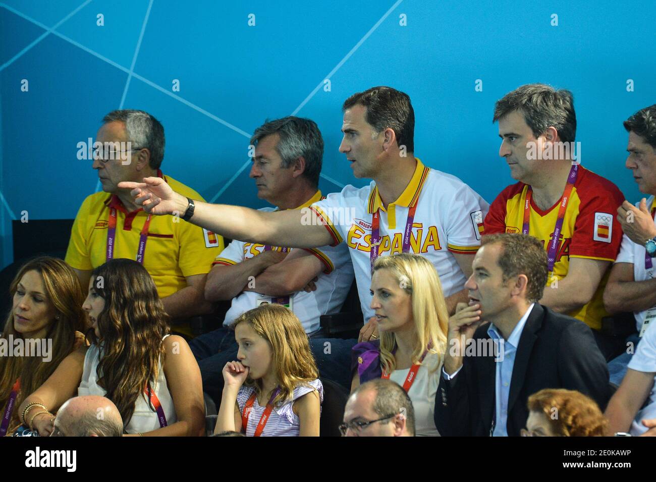 Prince Felipe of Spain attends Water Polo women final Spains vs USA on Day 13 of the London 2012 Olympic Games at the Water Polo Arena on August 9. Photo by Gouhier-Guibbaud-JMP/ABACAPRESS.COM Stock Photo