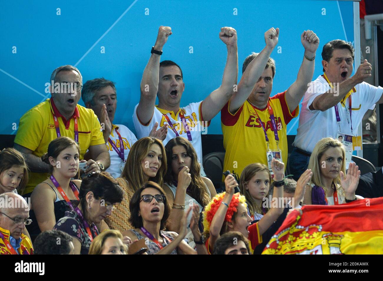 Prince Felipe of Spain attends Water Polo women final Spains vs USA on Day 13 of the London 2012 Olympic Games at the Water Polo Arena on August 9. Photo by Gouhier-Guibbaud-JMP/ABACAPRESS.COM Stock Photo