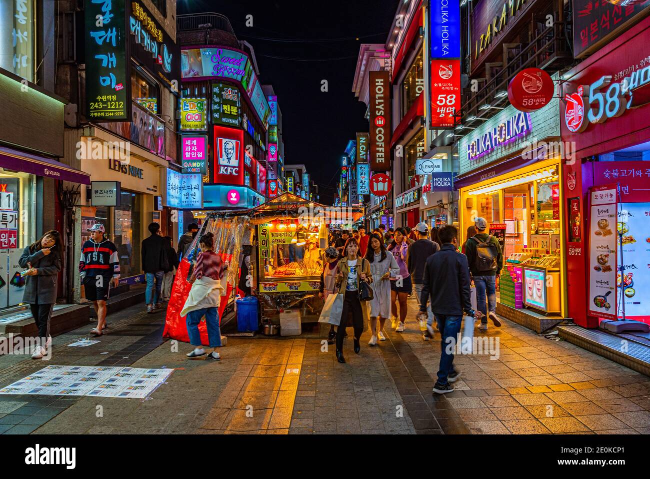 SEOUL, KOREA, OCTOBER 24, 2019 Nightlife at a street of Seoul
