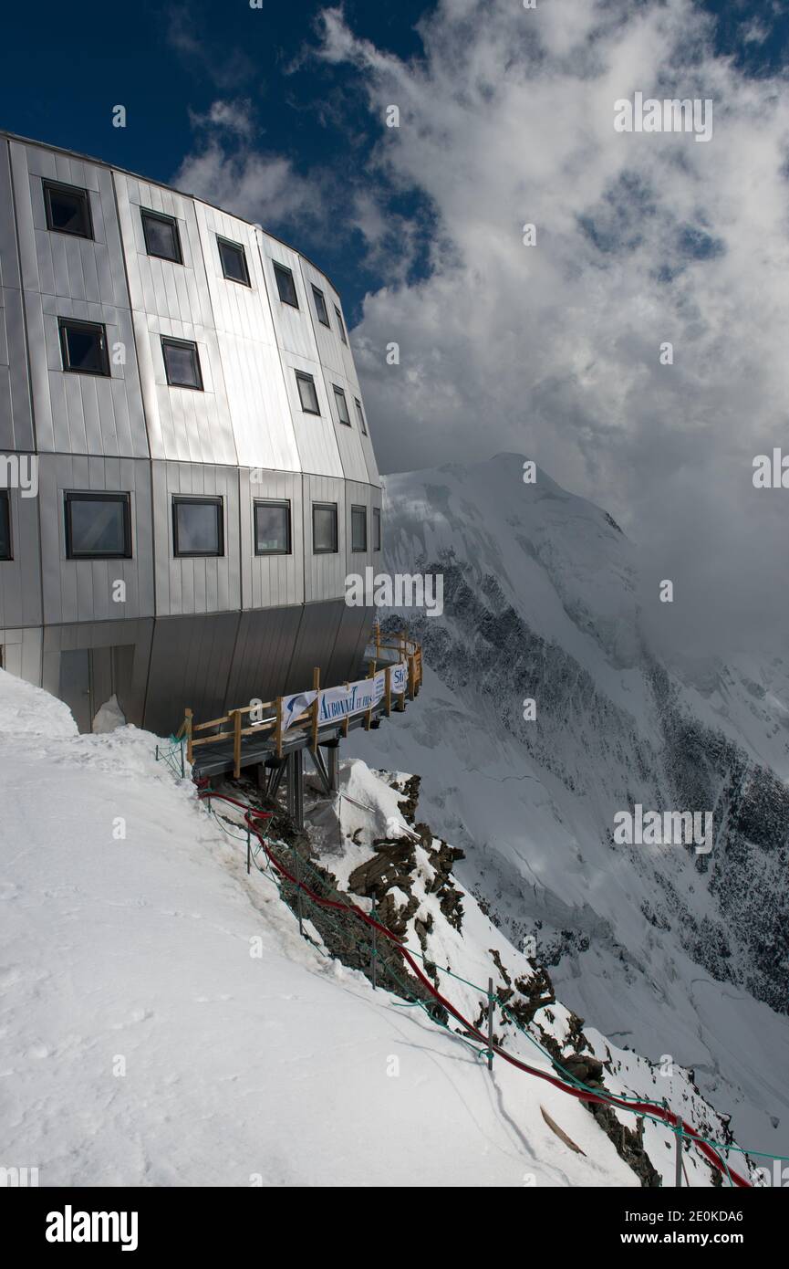 General view of the newly opened 'Refuge du Gouter' located near the peak  of 'Aiguille du Gouter' in the French Alps, district of St. Gervais, France  on June 16, 2011. The new