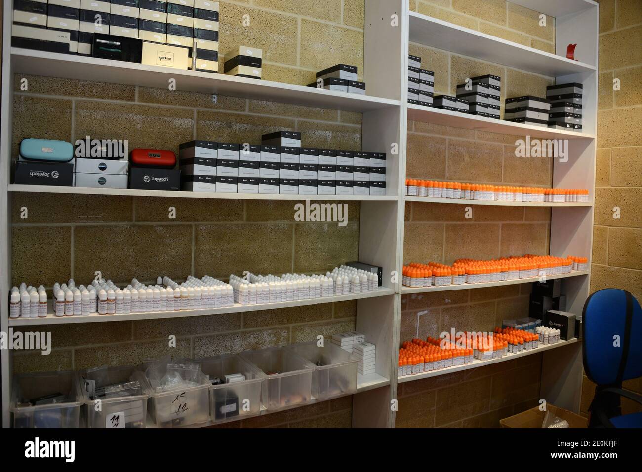 View of a ClopiNette store in Paris, France on August 23, 2012. ClopiNette  stores sell electronic cigarettes, also known as e-cigarettes to help the  consumers to quit smoking. The electrical device simulates