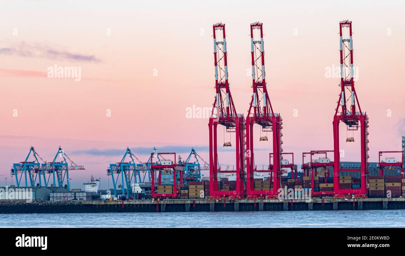 Mersey Liverpool Docks Mega Cranes Stock Photo