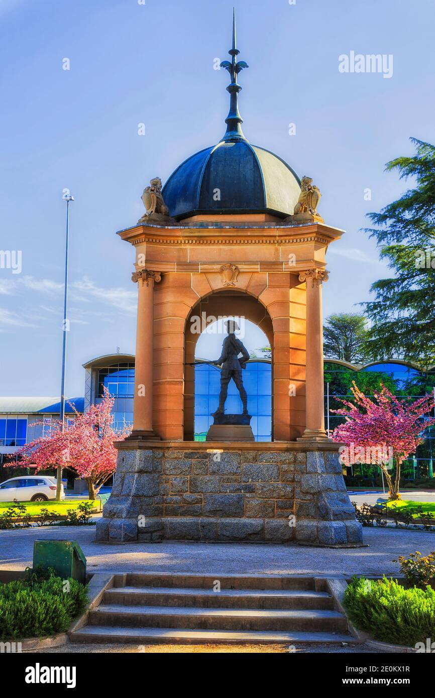 WWI memorial in Machattie park of Bathurst city in Australia on a sunny spring day. Stock Photo