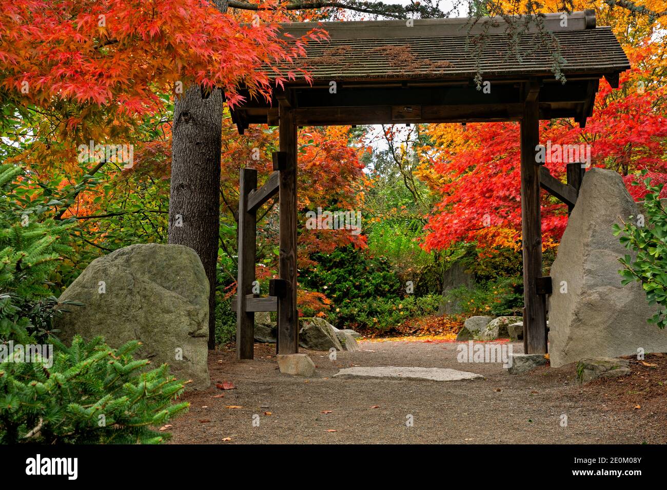WA18965-00...WASHINGTON - Entrance to the Stone Garden area of Kubota Gardens park in Seattle. Stock Photo