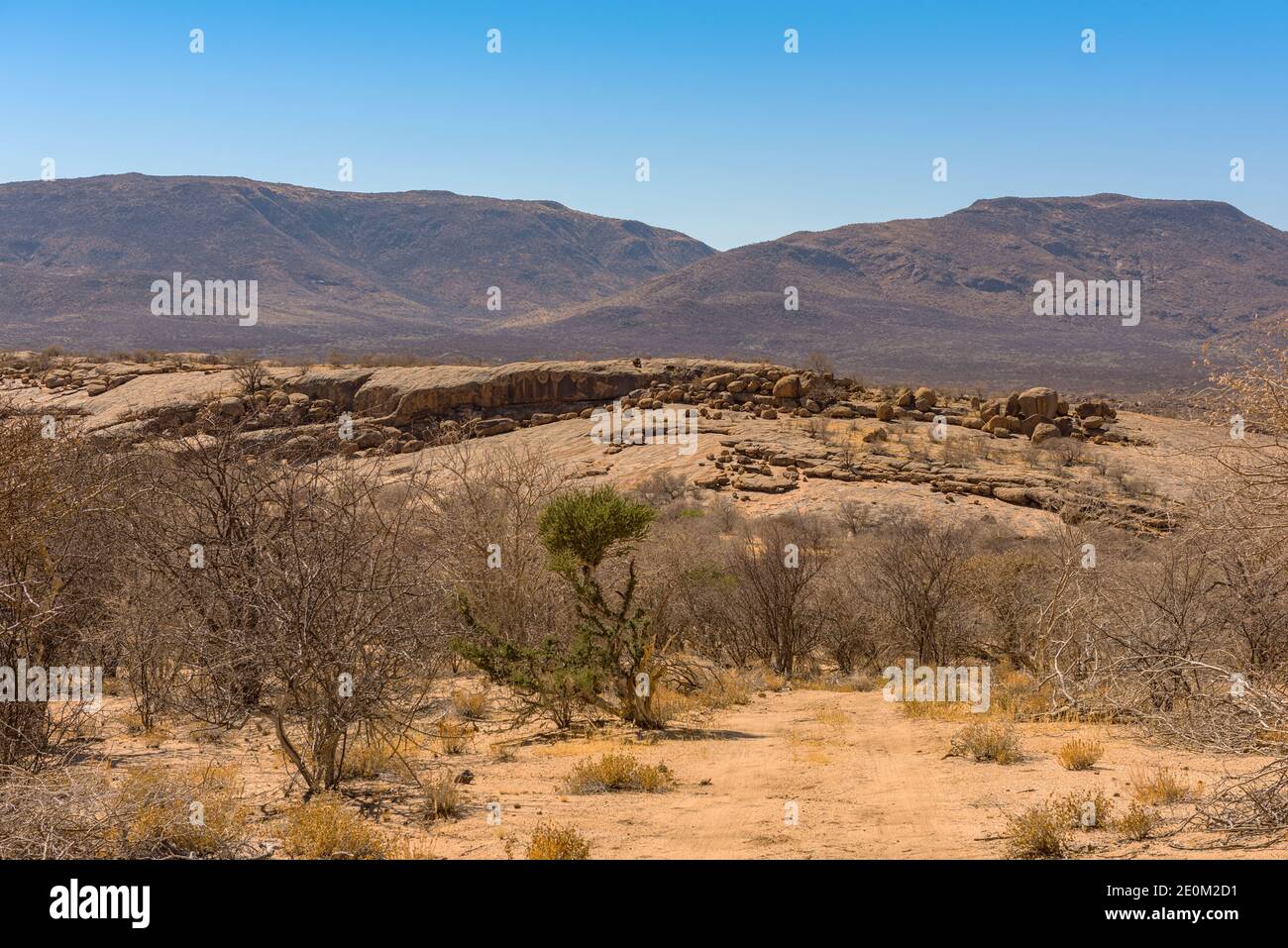 massive granite rock formation in the Erongo Mountains, Namibia Stock ...