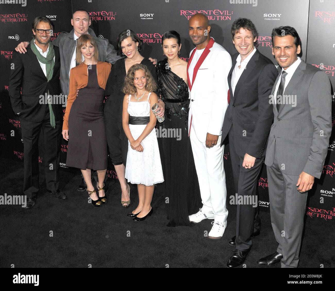 Johann Urb, Kevin Durand, Sienna Guillory, Milla Jovovich, Aryana Engineer, Li Bingbing, Boris Kodjoe, Paul W.S. Anderson and Oded Fehr attending the premiere of 'Resident Evil: Retribution', at Regal Cinemas LA. LIVE in Los Angeles, CA, USA on September 12, 2012. Photo by Tony DiMaio/ABACAPRESS.COM Stock Photo