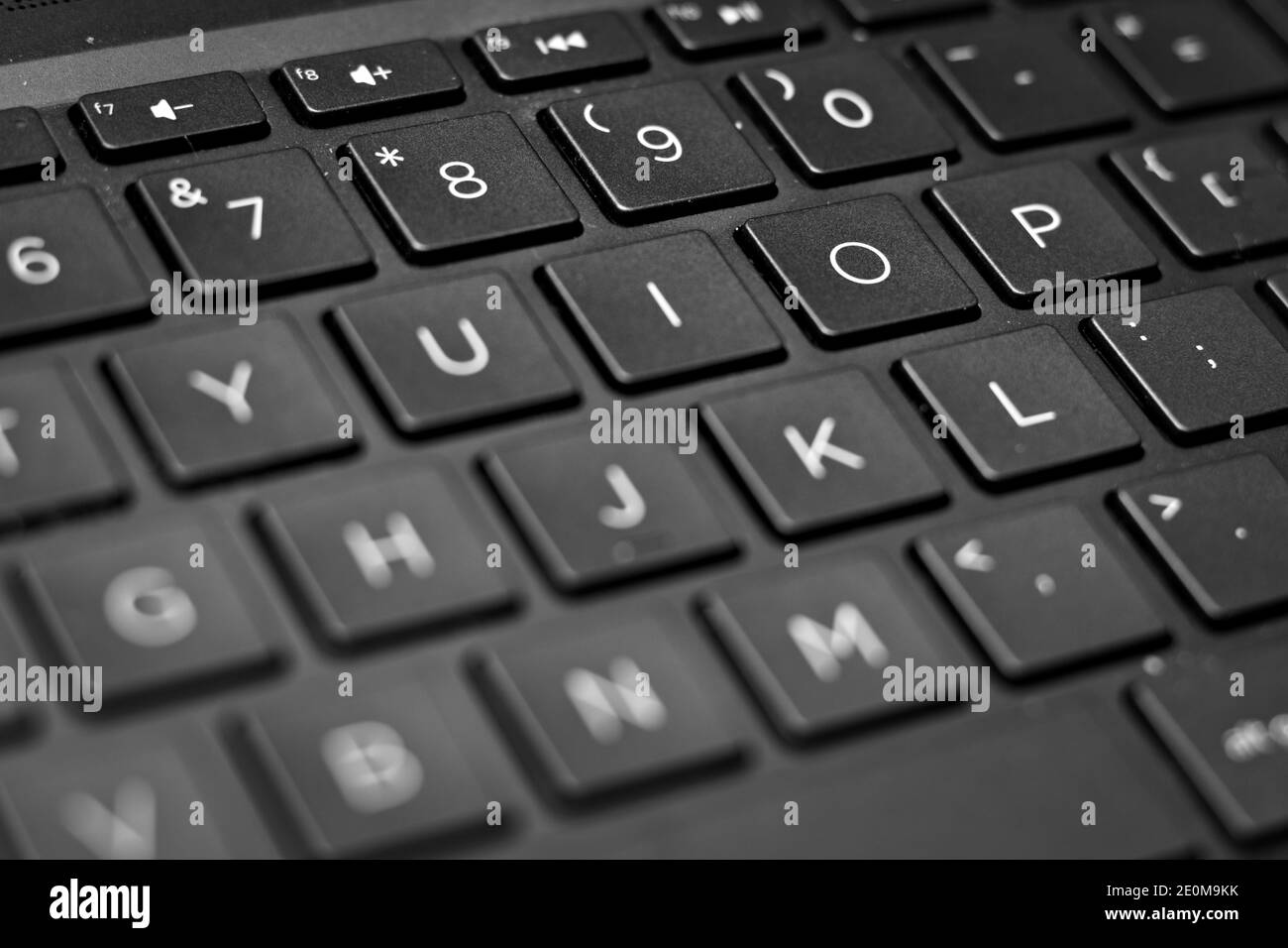 Keyboard close up from a black slim laptop Stock Photo