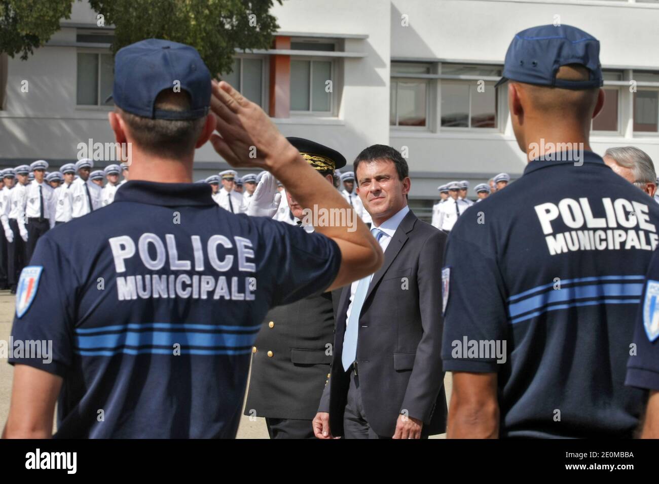 French Interior Minister Manuel Valls visits a Police school in Nimes, southern France, on September 17, 2012. Photo by Pascal Parrot/ABACAPRESS.COM Stock Photo