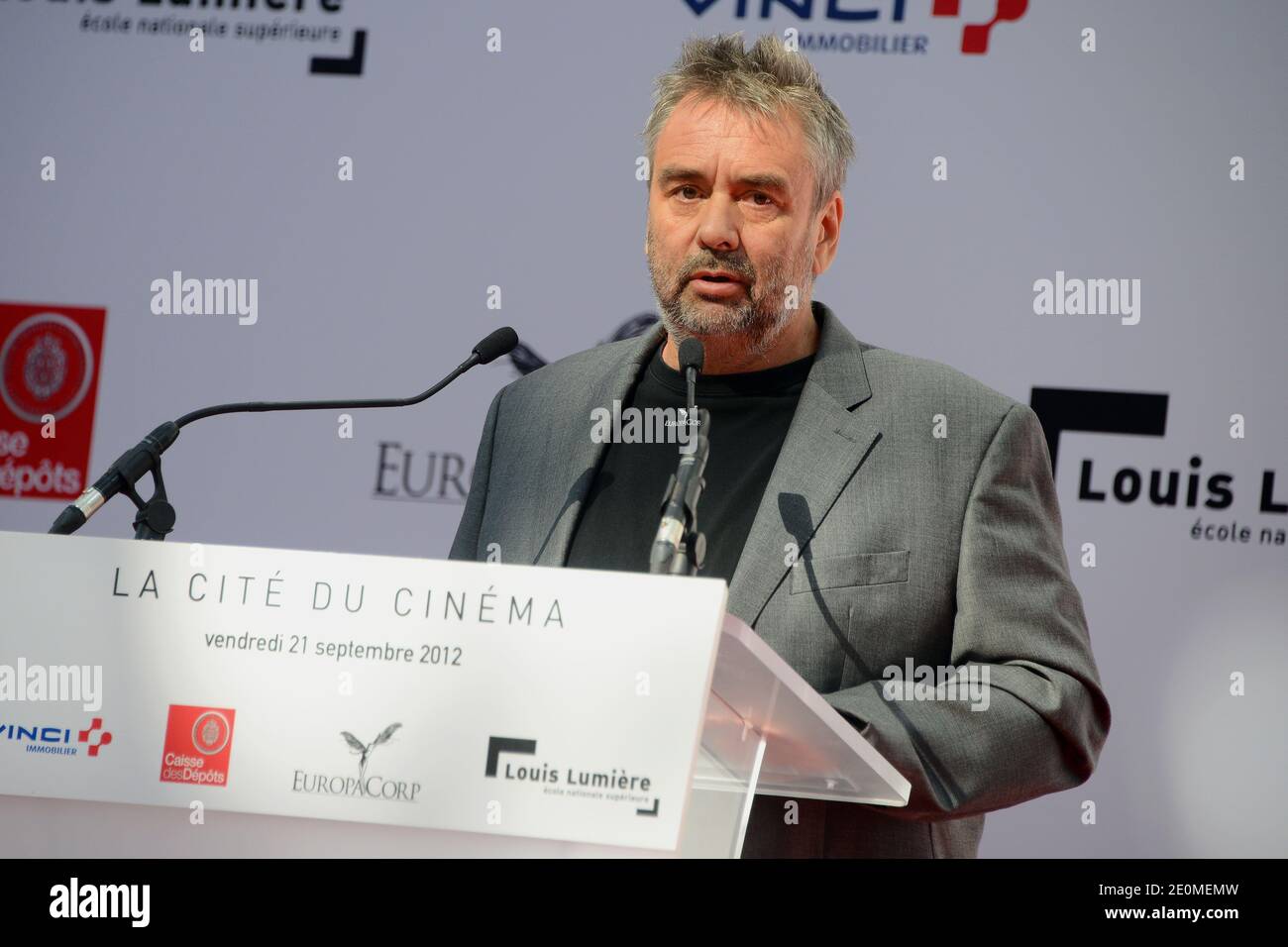 Luc Besson Delivers His Speech During The Inauguration Of La Cite Du Cinema In Saint Denis Near Paris France On September 21 12 French Director Luc Besson S Long Gestating Film Production Studio Opened In