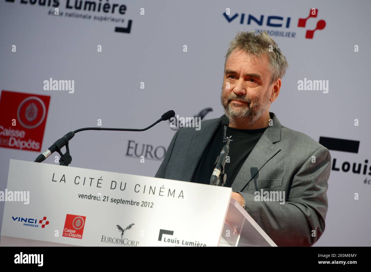 Luc Besson Delivers His Speech During The Inauguration Of La Cite Du Cinema In Saint Denis Near Paris France On September 21 12 French Director Luc Besson S Long Gestating Film Production Studio Opened In