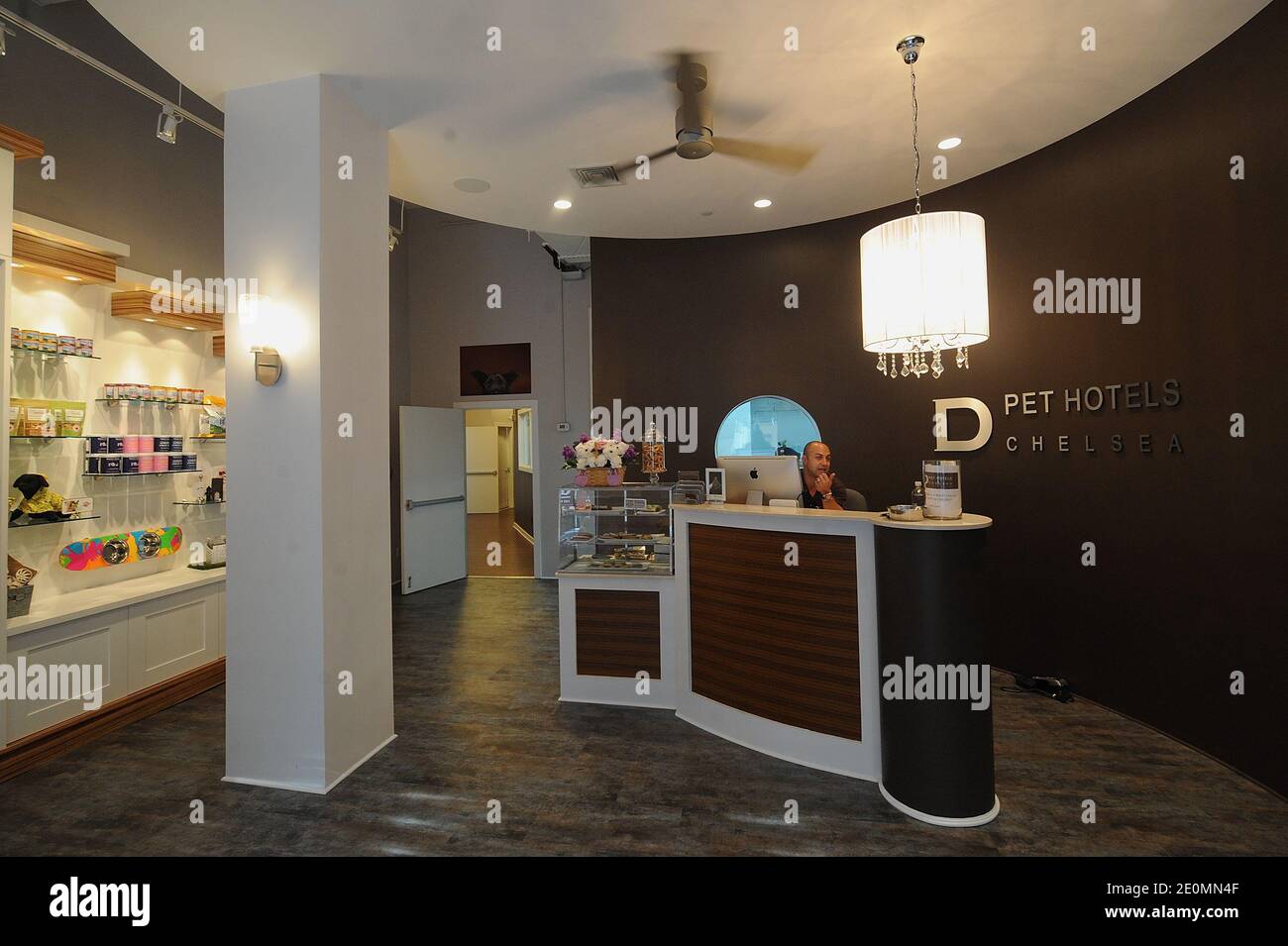 The front lobby of the D Pet Hotels Chelsea Luxury Pet Resort and Spa is seen in New York, NY on