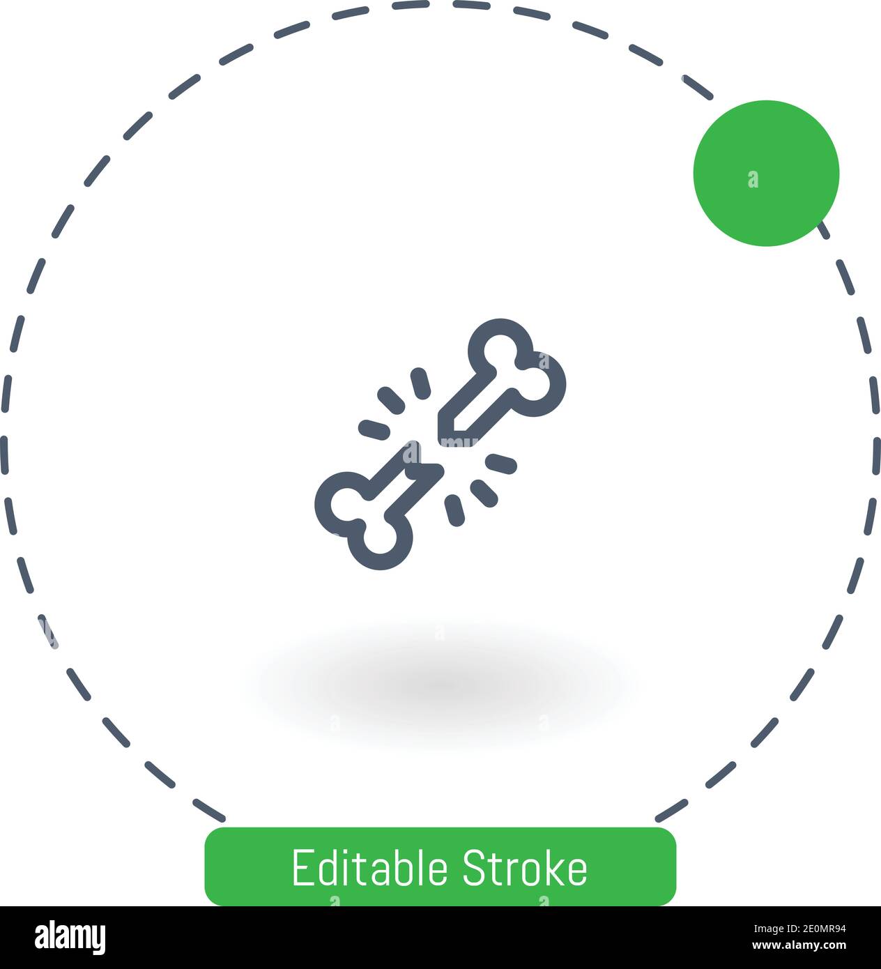 broken bone vector icon editable stroke outline icons for web and mobile Stock Vector