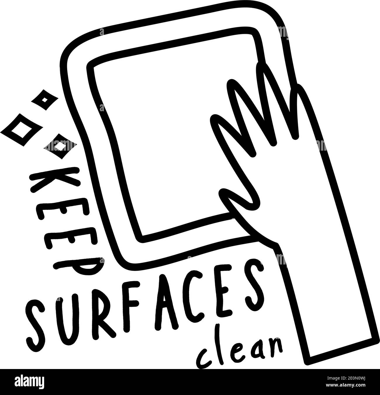 keep surfaces clean lettering campaign hand made line style vector ...