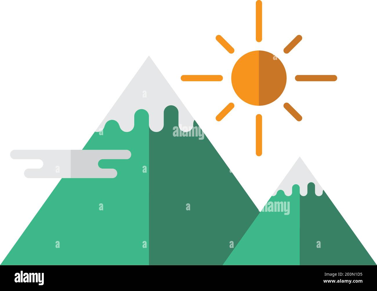 Landscape of mountains and sun design, nature and outdoor theme Vector ...