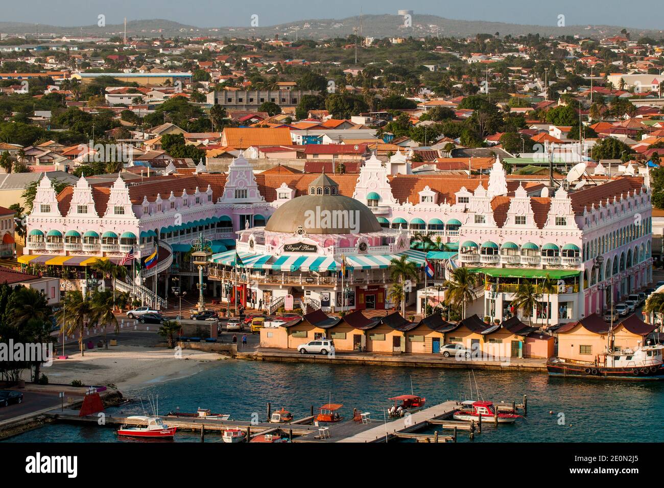 Aerial view of capital city Willemstad, Curacao. Stock Photo