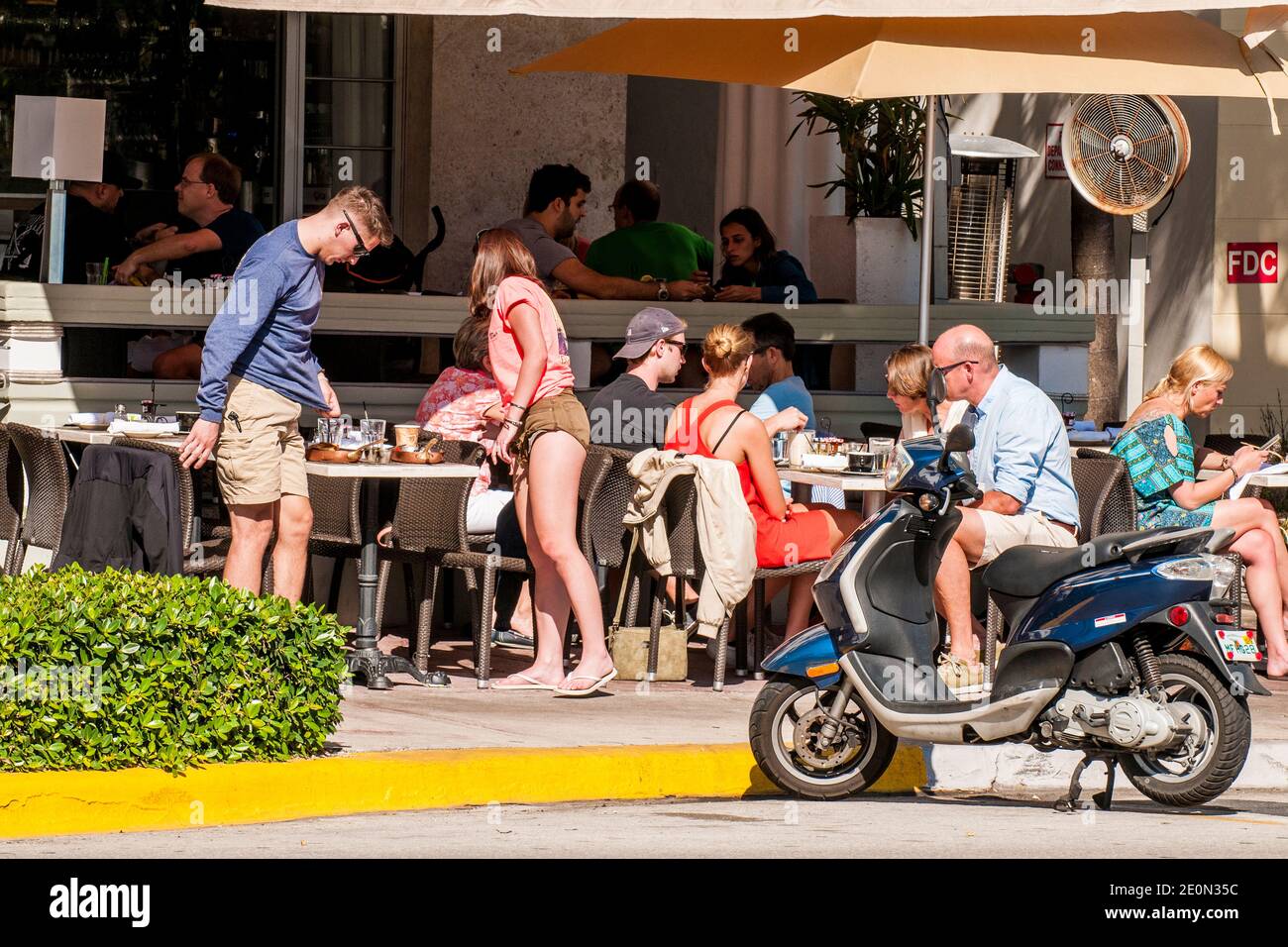 Street scenes along Ocean Drive, South Beach district, Miami, Florida. Stock Photo