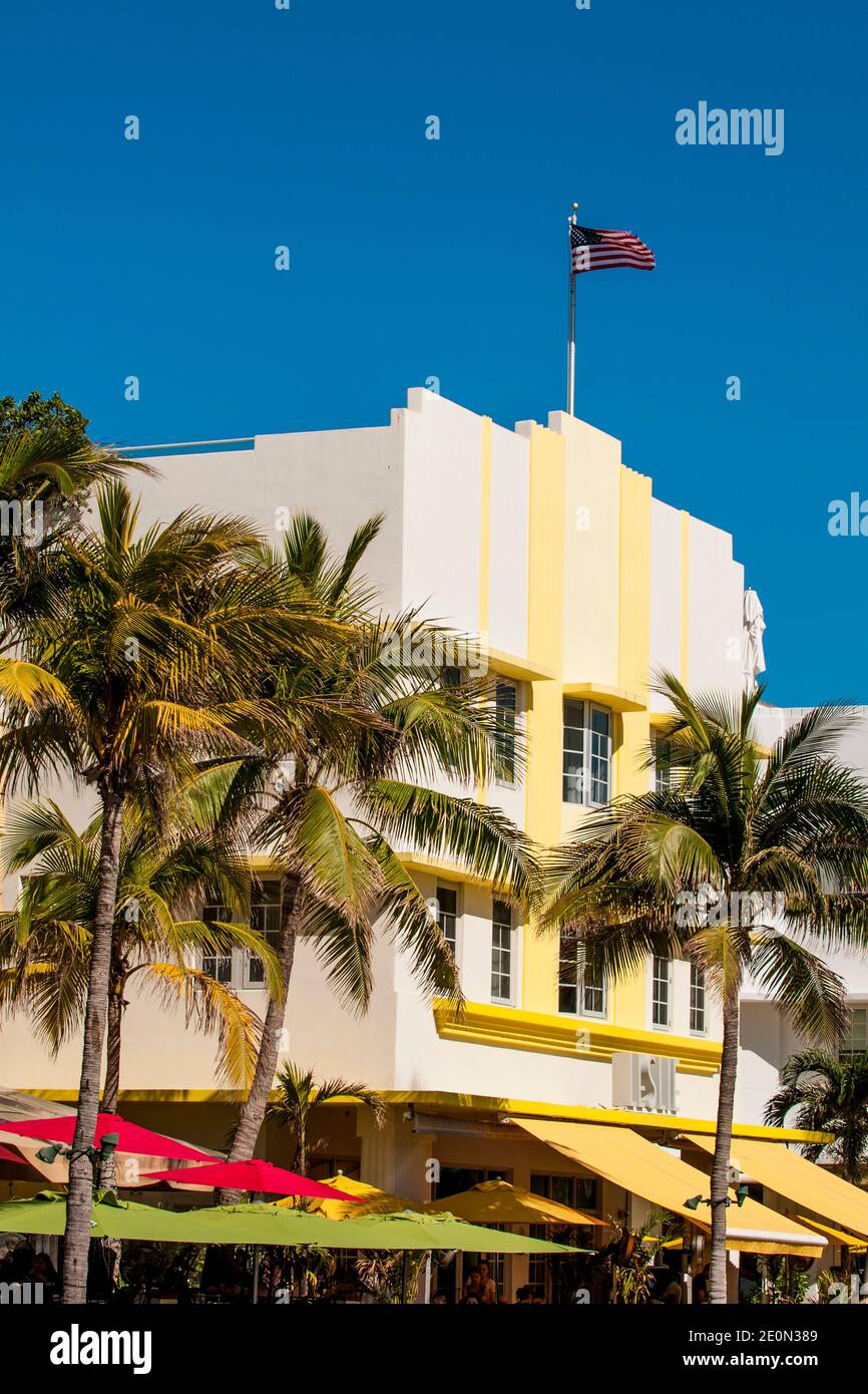 Art Deco architecture in South Beach district, Miami, Florida Stock