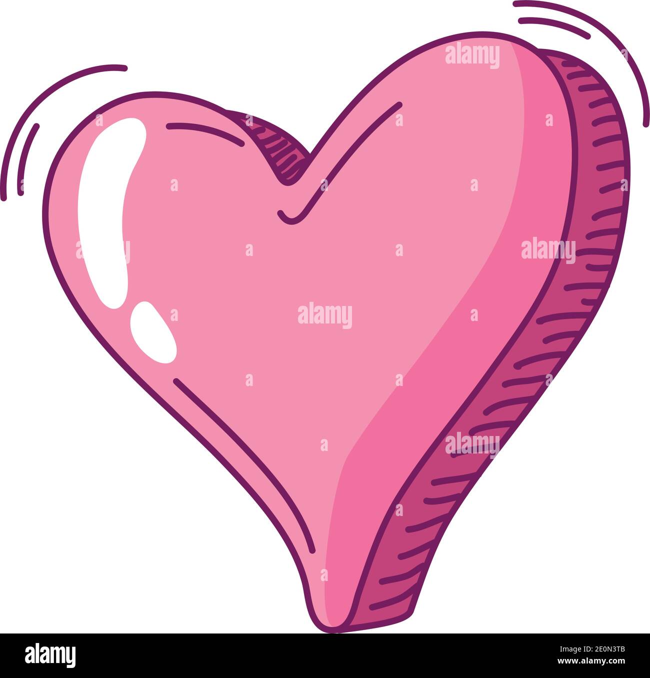 happy valentines day heart love romance hand drawn style vector ...