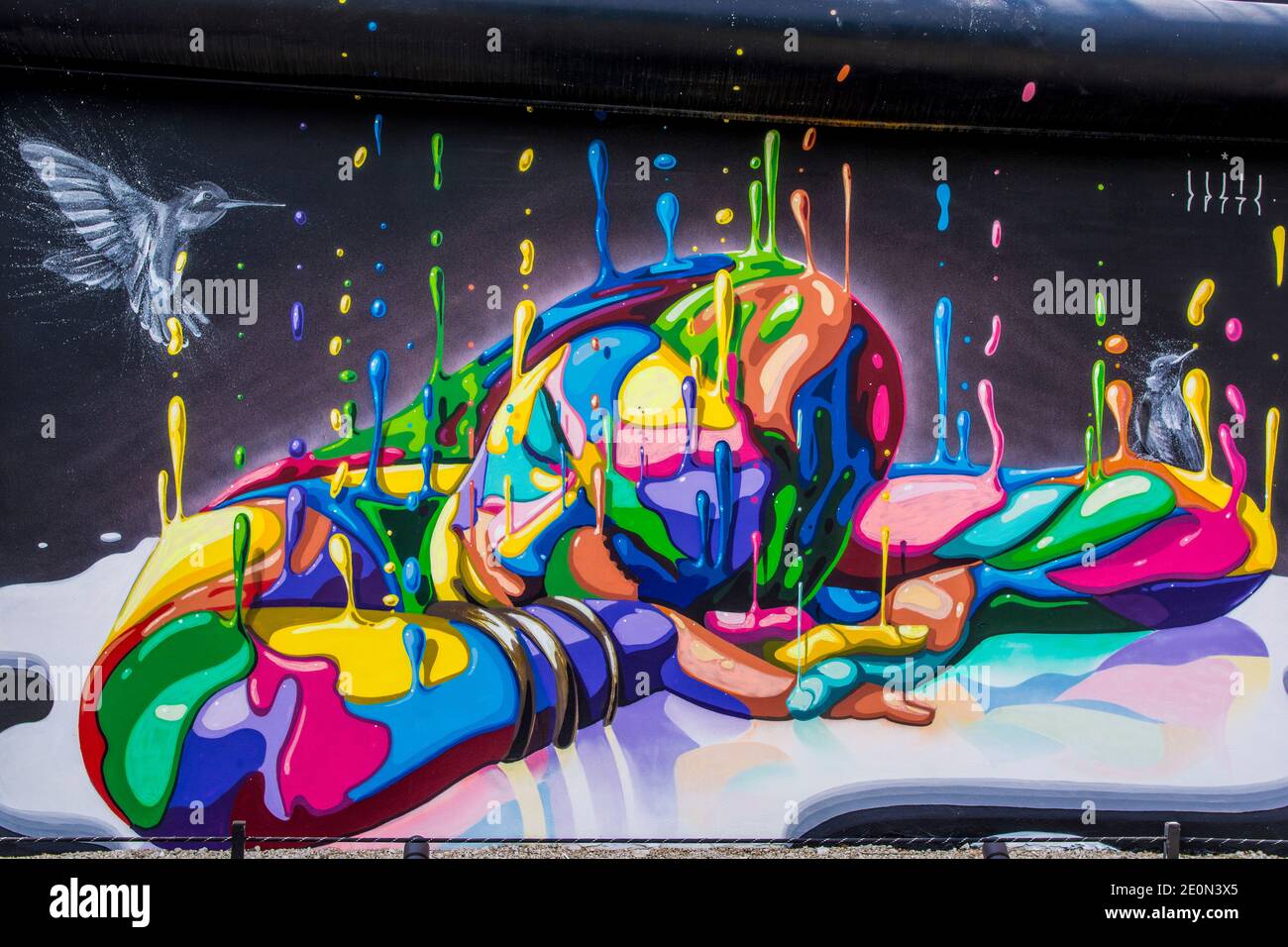 Wall art murals artwork Wynwood Walls gallery district, Miami, Florida