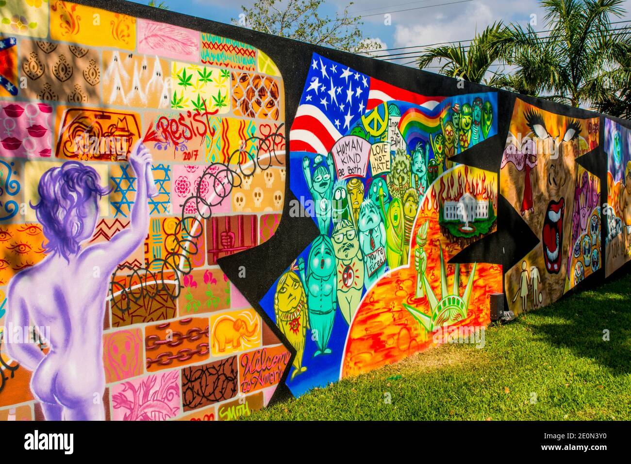 Wall art murals artwork Wynwood Walls gallery district, Miami, Florida