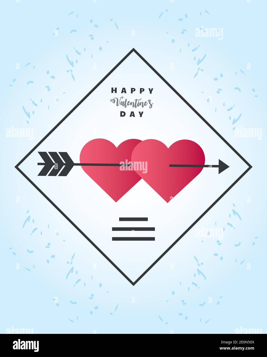 happy valentines day greeting card hearts pierced by an arrow vector ...