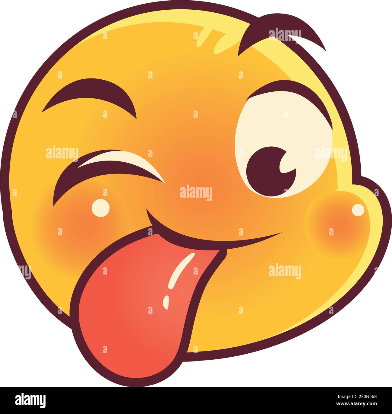 funny emoji, tongue out emoticon face expression social media Stock