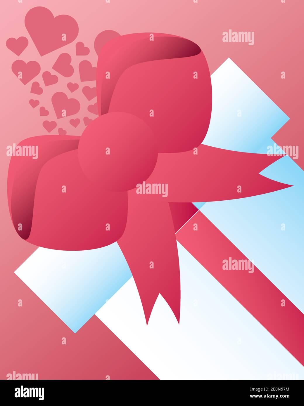 happy valentines day cute gift box with ribbon and lovely hearts vector ...