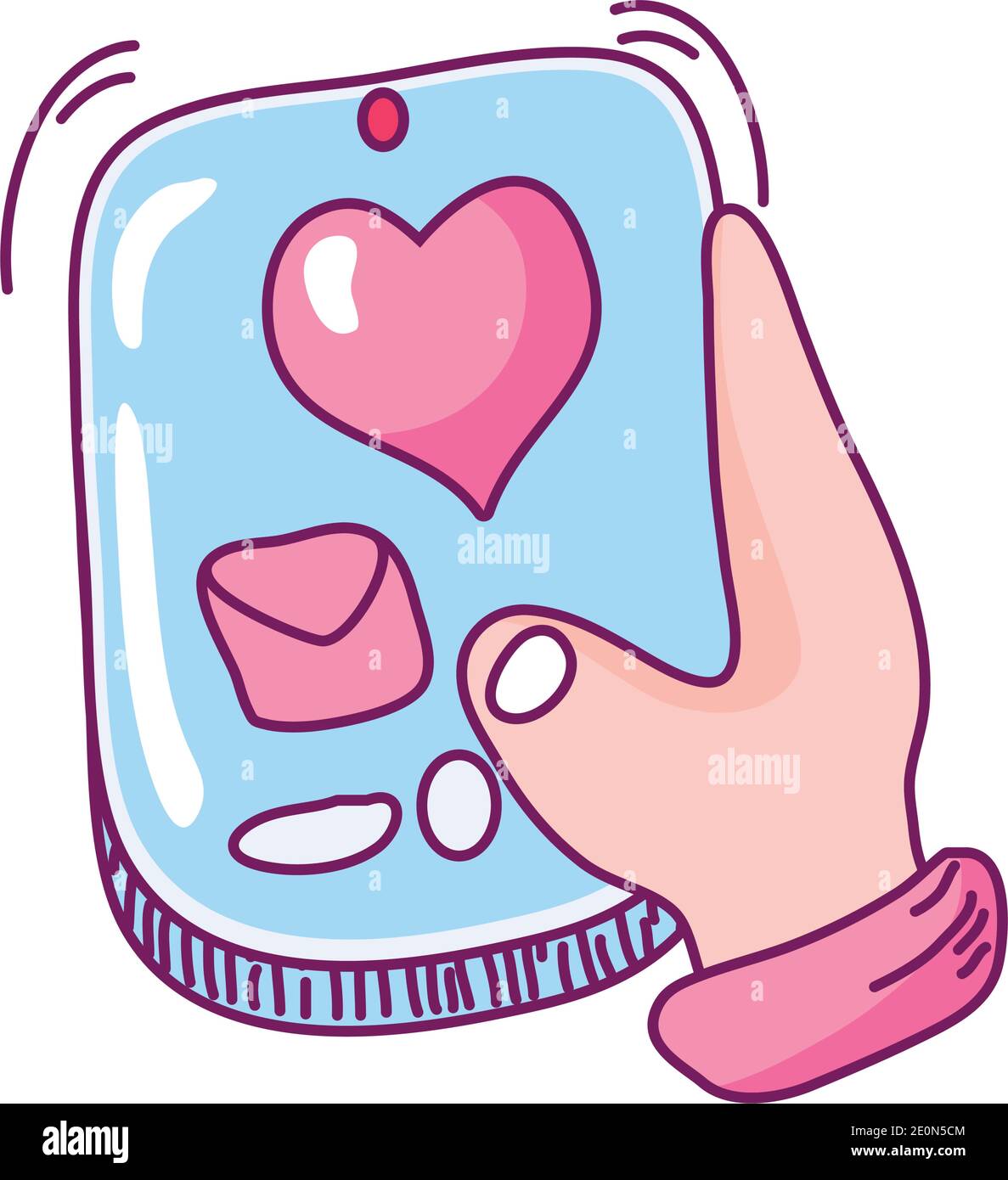 happy valentines day, hand with smartphone sending message romantic ...