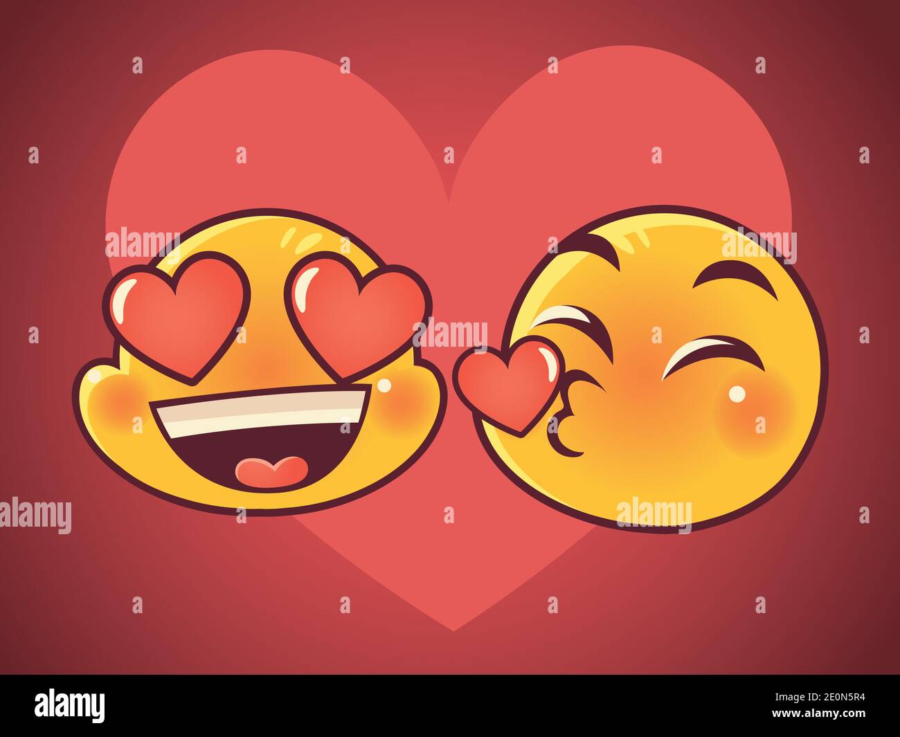 Emoji Faces Expression Funny Kiss And Love Reactions On Heart