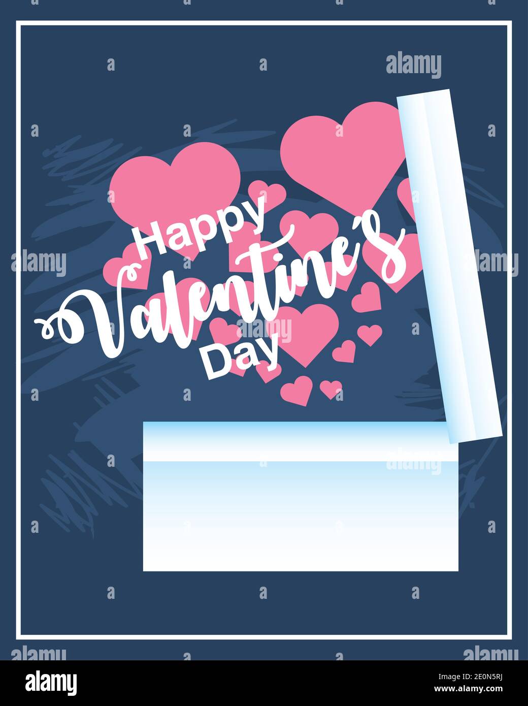 happy valentines day lettering hearts in gift box card vector ...