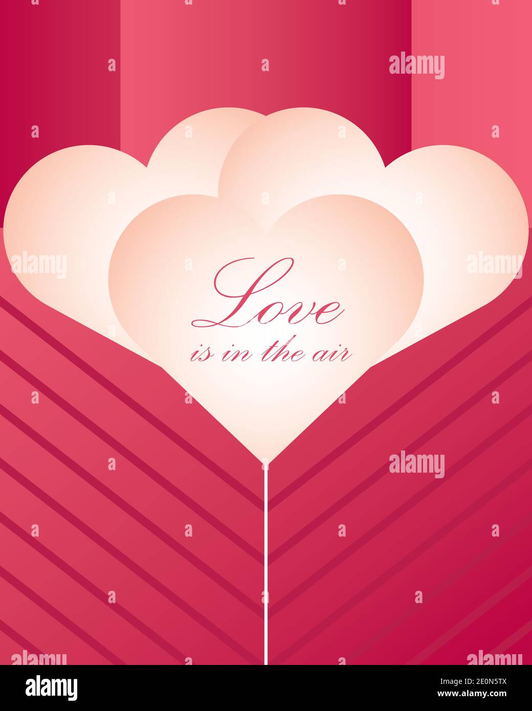 happy valentines day hearts shaped balloons pink background card vector ...