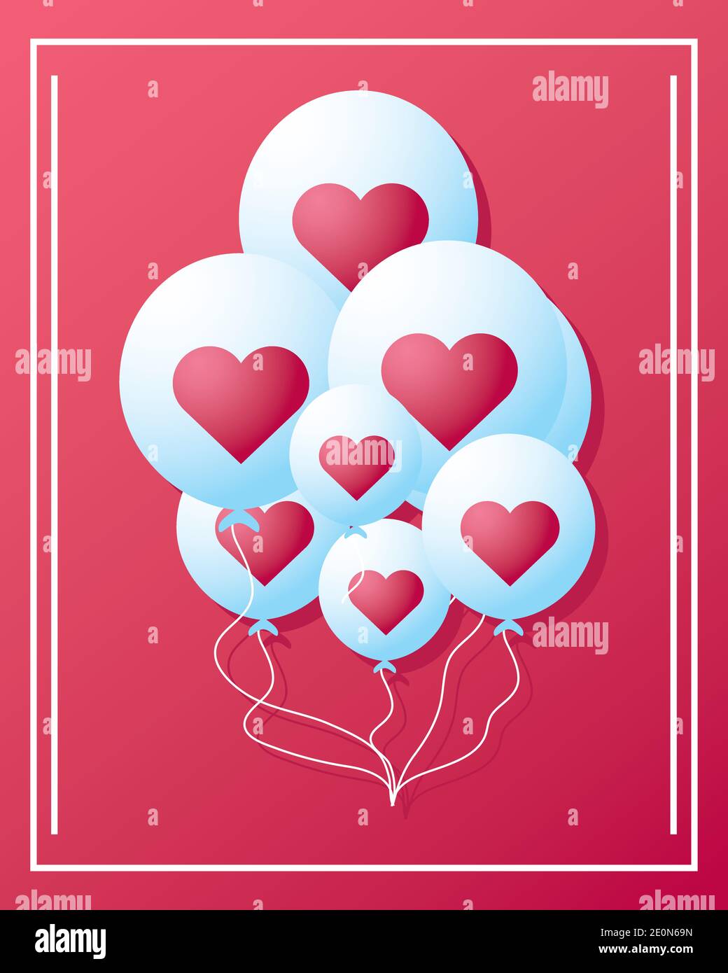 happy valentines day decorative hearts shaped balloons celebration card ...