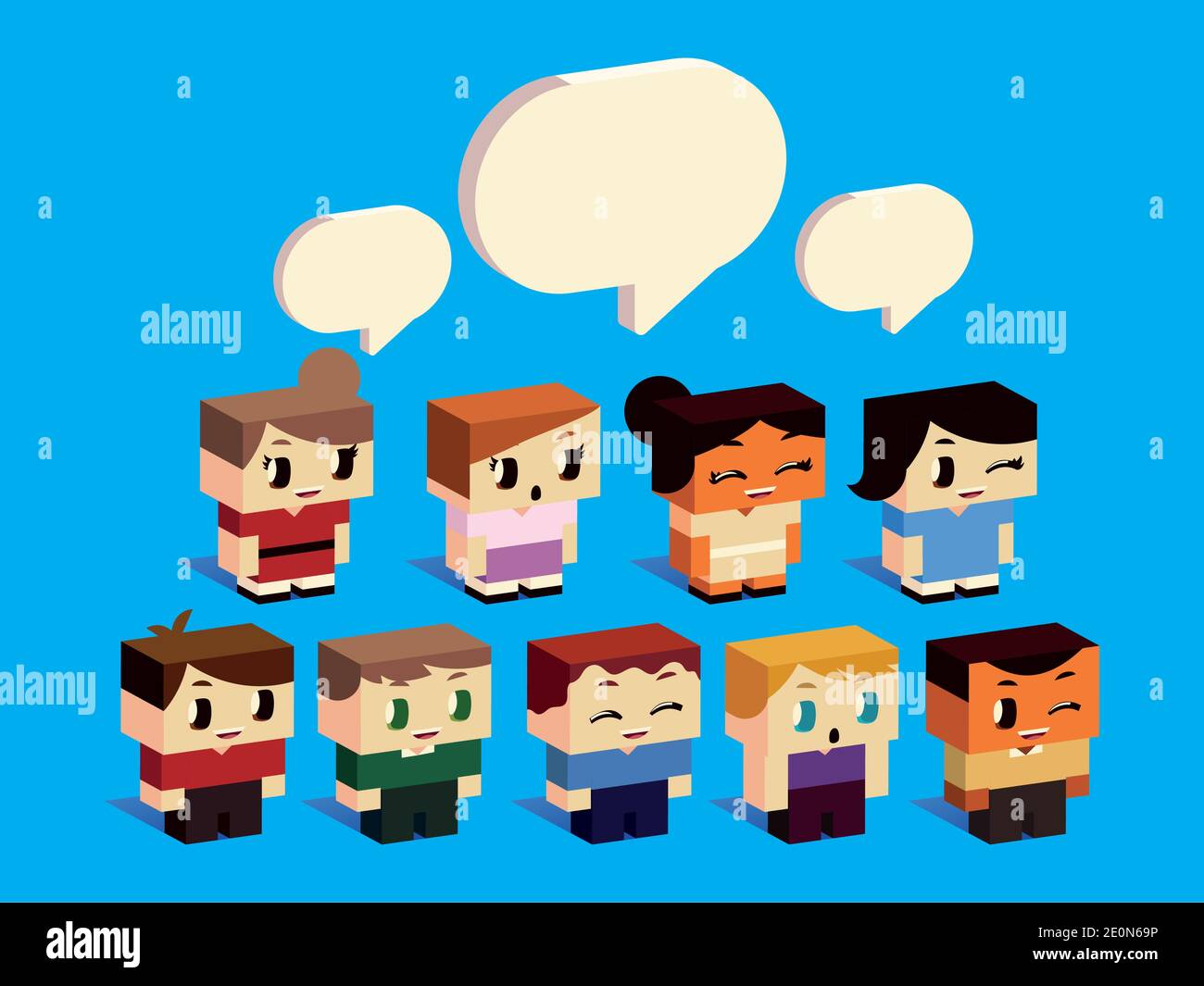 boys and girls characters cartoon talking speech bubbles, isometric style  vector illustration Stock Vector Image & Art - Alamy