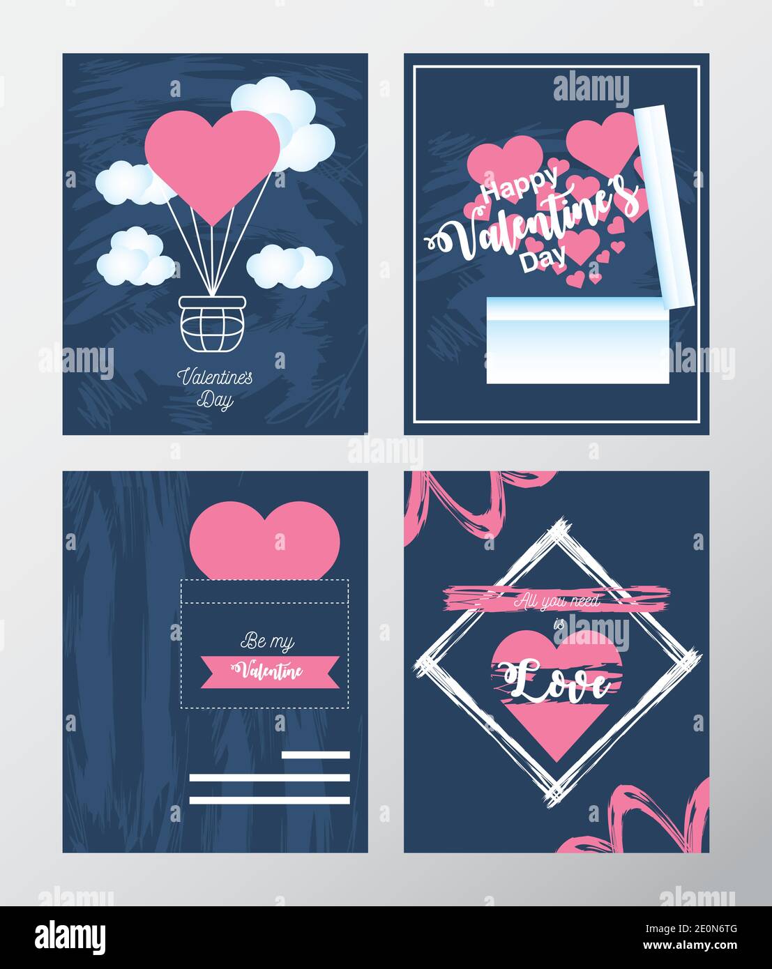 happy valentines day icons set greeting card with heart love romantic ...