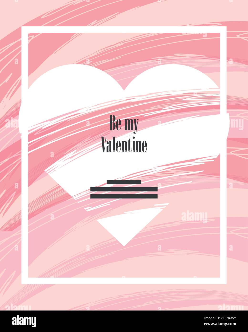 happy valentines day heart with pink paint strokes card vector ...