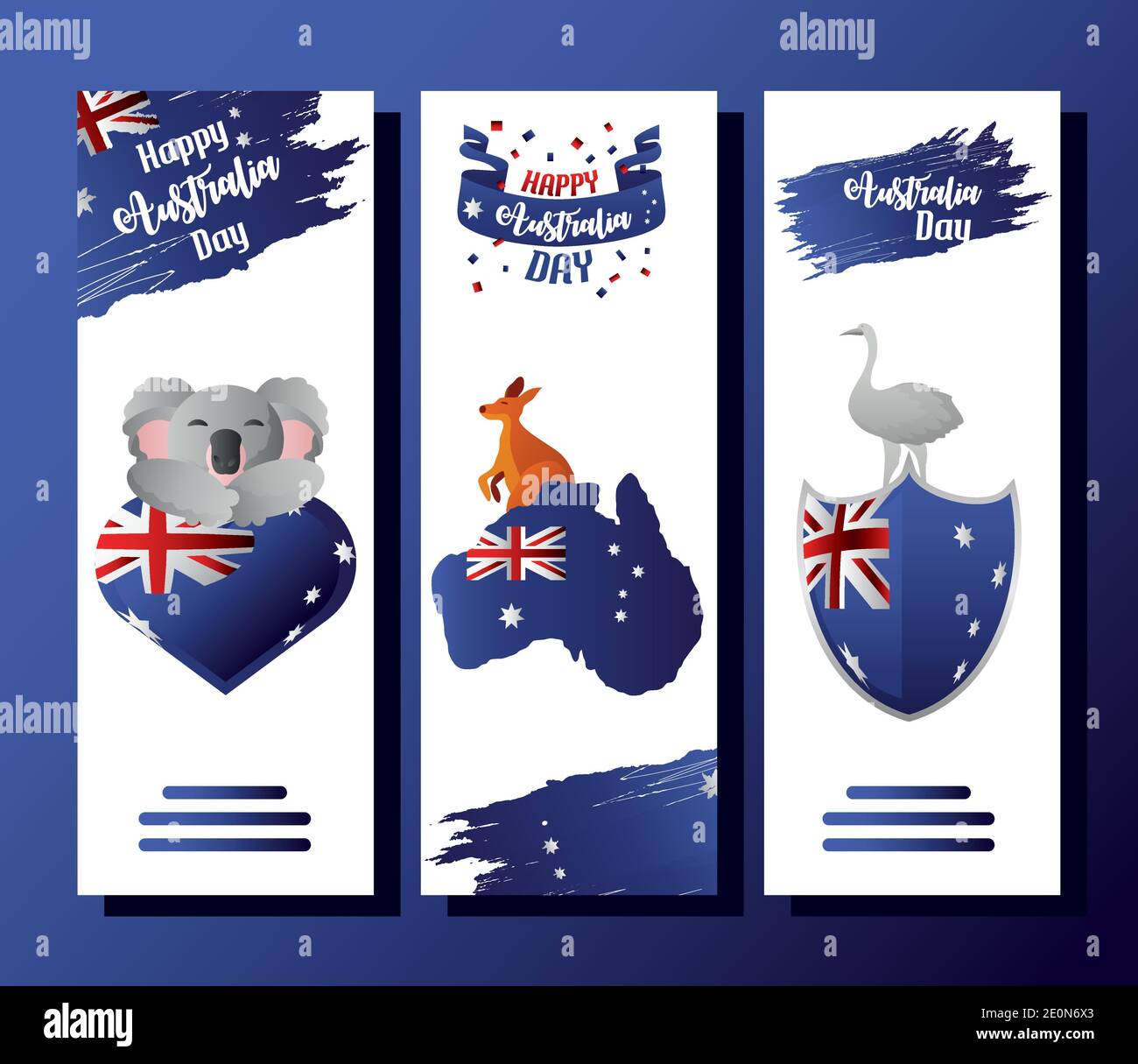sædvanligt Tegne forsikring mytologi australia day, animals national emblem with flags banner design vector  illustration Stock Vector Image & Art - Alamy