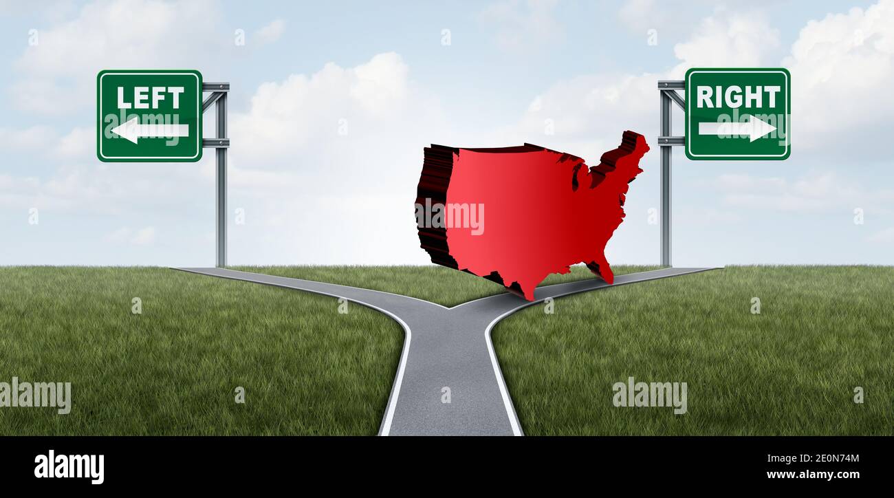 USA moving right as a conservative political movement influencing Americans to turn towards the government path of conservatism away from liberal. Stock Photo