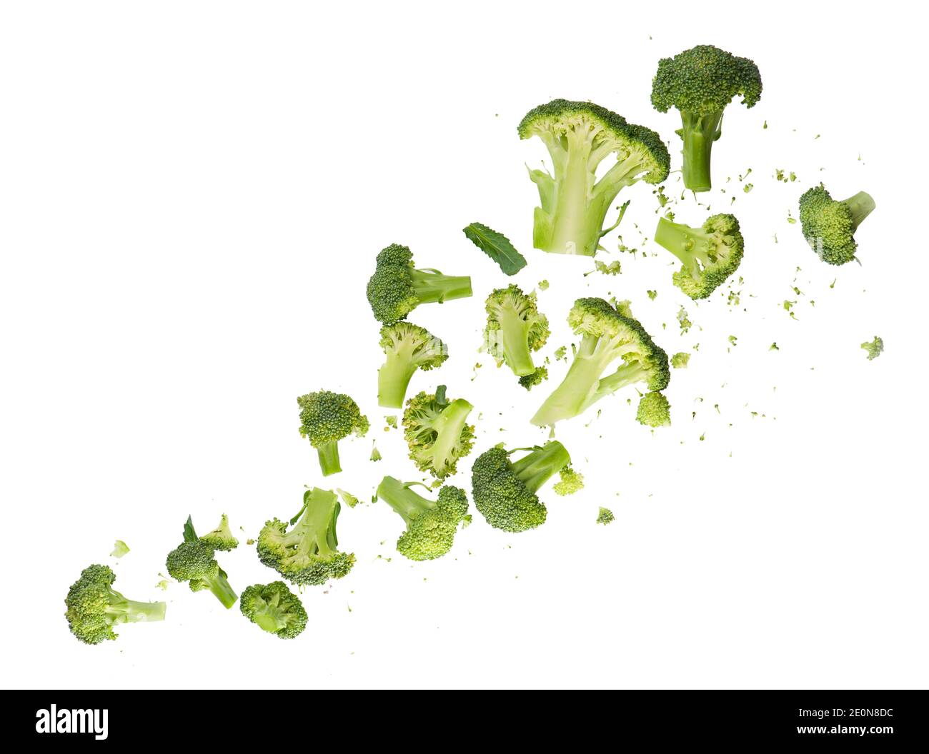 Broccoli pattern isolated on a white background. Various multiple parts