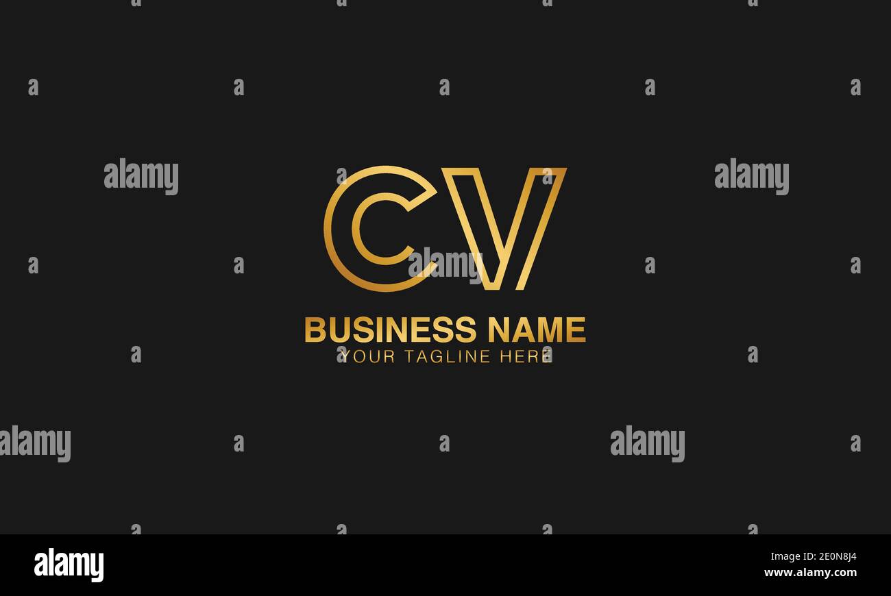 CV C  V initial based letter typography logo design vector Stock Vector