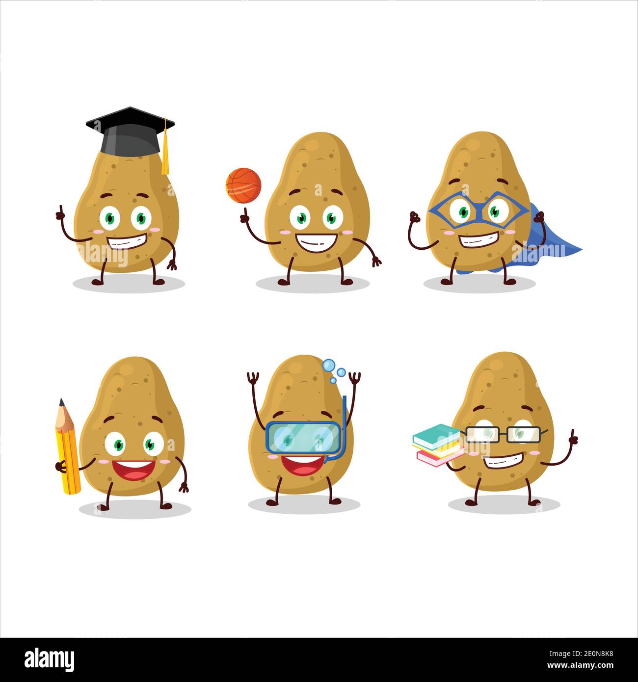 Simplot Potato Cartoon School student of potato cartoon character with various expressions ...