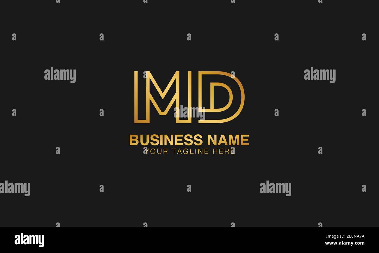 MD M D initial based letter typography logo design vector Stock Vector