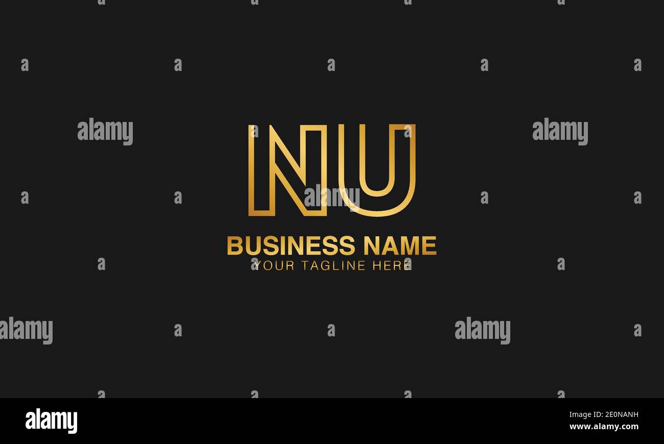 NU N  U initial based letter typography logo design vector Stock Vector